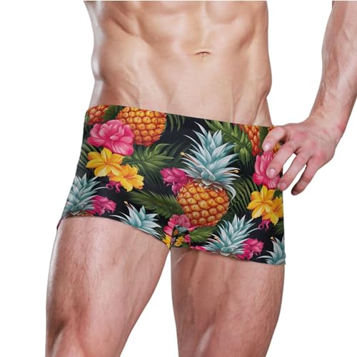 Pineapple Flower Mens Swim Trunk Swimwear Bathing Suit Swim Brief Square Leg Board Short S B04010963