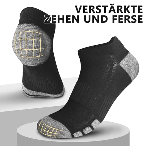Chic Defend Sneaker Socken Herren 10 Paar Atmungsaktive Baumwolle Sportsocken Kurz Sommer Halbsocken Laufsocken Schwarz Weiß Grau 35-38 39-42 43-46 47-49, Schwarz, 43-46