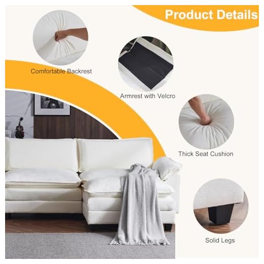 Modular Chenille Sectional Sofa with Ottoman