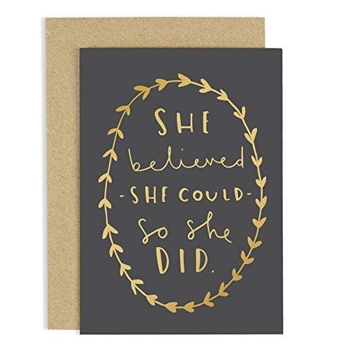 Old English Co. She Believed She Could Card - Good Luck Card For Her | New home, Well Done, New Job, Graduation Card for Women | Blank Inside &