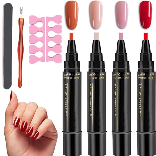 4Pcs Nail Pens Uk Set Diy Nail Art Beautiful Nail Pens Nail Varnish Pens for Girls Ideal for At Home Manicure