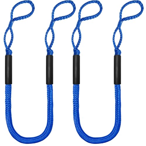 Bungee Dock Lines, 4 Feet Bungee Shock Cords Bungee Docking Rope Mooring Rope for Boat,PWC,Jet ski,Pontoon,Kayak,Canoe,Power Boat,Watercraft - image 1