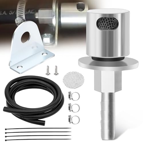 Remote Mount Vent Valve for Fuel Tanks - w/Mounting Valve Brackets, 5/16'' Barb Size Tank Vent Line Replacement Part, Detachable Easy Installation
