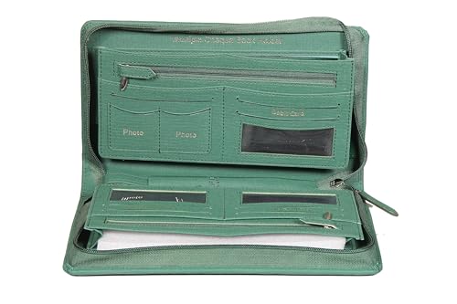 Image of Sukeshcraft Multiple Cheque Book Holder | Original PU Holds Upto 8 Cheque Books, FabricGreen