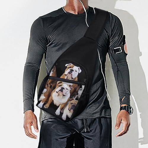 Morrales tipo sling para viaje y senderismo con diseño de bulldogs miniatura 7