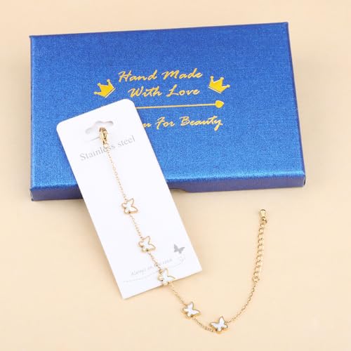 Image of 18K Gold Plated Stainless Steel Dainty Charms Colorful Crystal Birthstone Bracelet Minimalist Cute Jewelry for Women