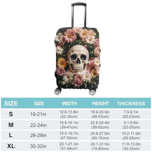 Anti-Scratch Luggage Cover Bonsai Tree Sugar Skull Printed Luggage Case Protector Washable Suitcase Covers Elastic Suitcase Protector for Size S (19-21 inch) Luggage2