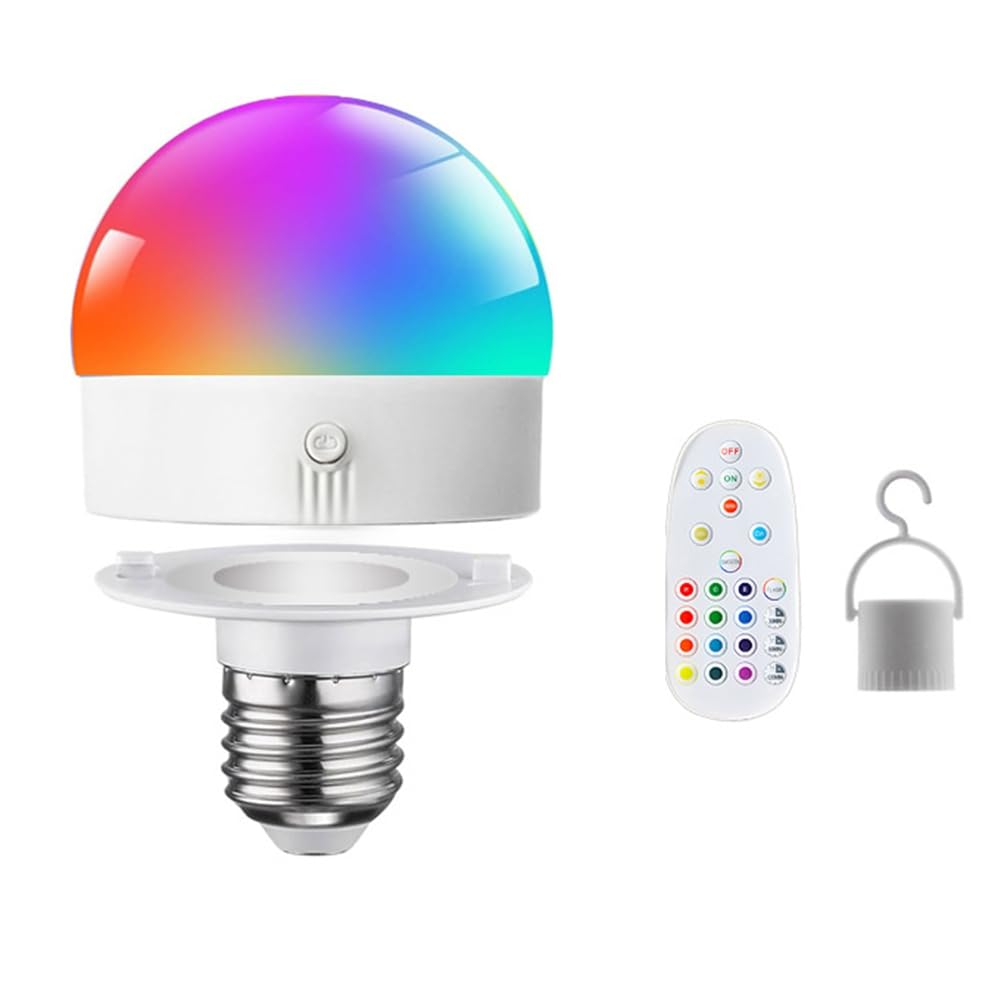 Vjsujehgy Dimmable RGB 3-Color E27 Bulb USB Charging Remote Control Timing Removable Magnetic Bedside Table Lamp LED Reading Night Light