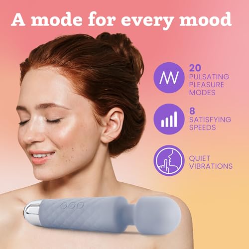 Image of Oliver James Wand Vibrator Sex Toy - 20 Patterns 8 Speeds Long Battery Life | Discreet Adult Toy Vibrating Dildo 6 Hour Battery Life Waterproof USB Rechargeable G Spot Vibrator for Deep Intense Pleasure