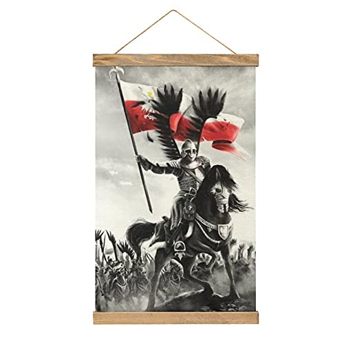 Husaria Polska Art Wall Artwork Hanging Canvas Poster Prints Painting Picture with Light Wood Hangers Frame Posters Gift Decoration for Bedroom Kitchen Home One Size