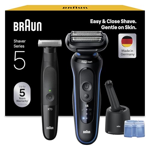 Braun Bundle mit Series 5 Rasierer Herren Elektrisch, Rasierapparat, Wasserdicht, Made in Germany, 52-B7000cc, Blau + Se...