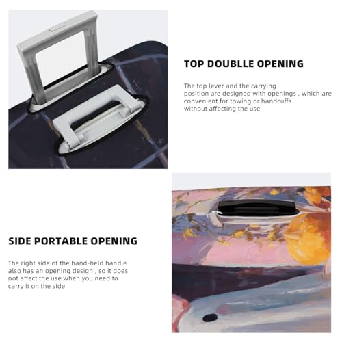 White Ghost With A Pink Bo Elastic Travel Luggage Covers Dustproof Scratch-Resistant Suitcase Protector Fit 22-24 Inch3