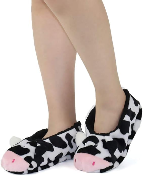 GLENMEARL 2 Pairs Slipper Socks for Women with Grippers Non Slip Winter Warm House Bedroom Slippers Cozy Indoor Home Slippers2