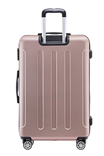 BEIBYE BEIBYE Hartschalen-Koffer Trolley Rollkoffer Reisekoffer Handgepäck 4 Rollen (M-L-XL-Set) (Rosa Gold, XL)