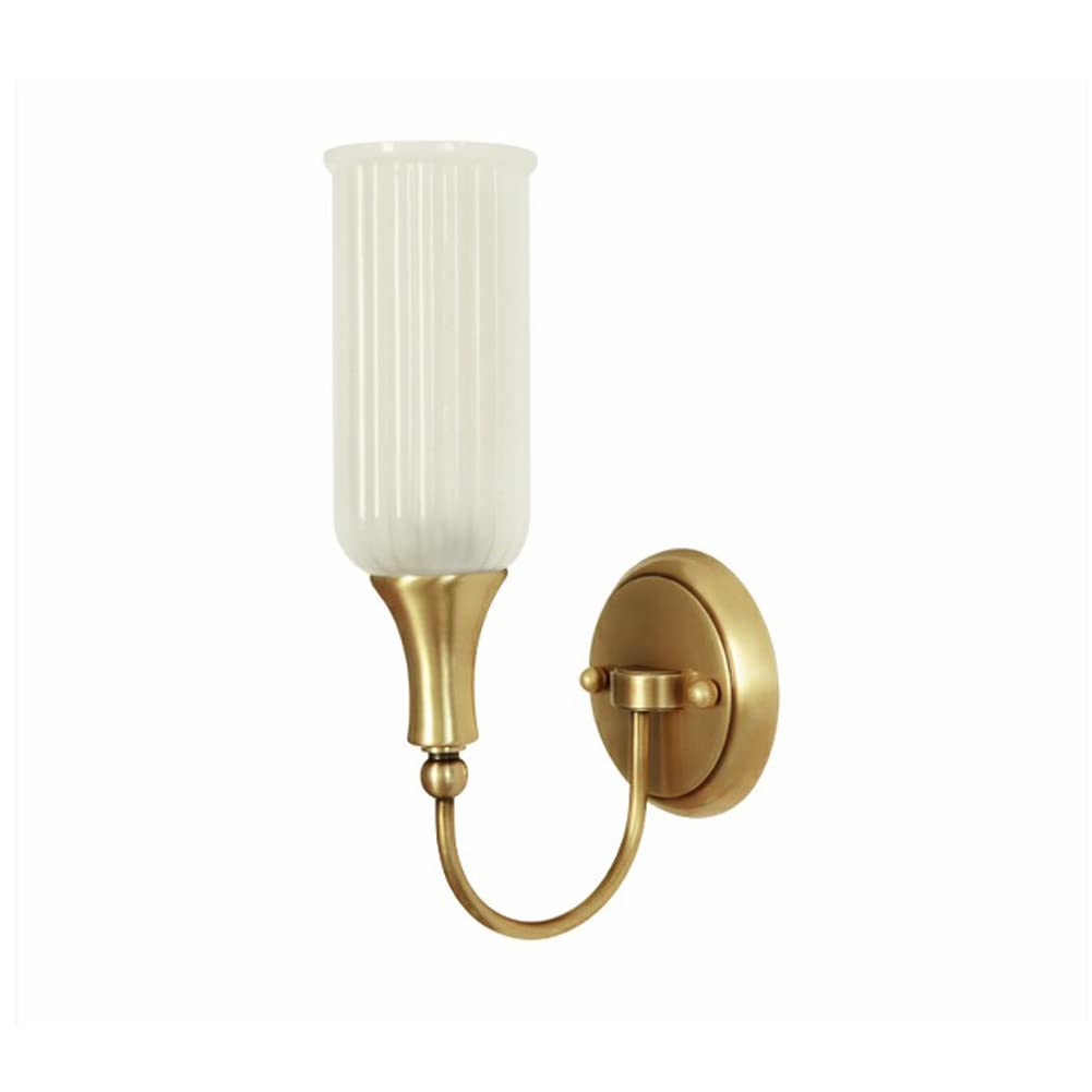 Huayusedf 1-Light Country Vintage Brass Wall Sconce Lamps Lighting Fixture With Glass Lampshade Lamp Bedside Gold Lights For Living Room Bedroom Dresser Aisle (1-Light)(1-Light)