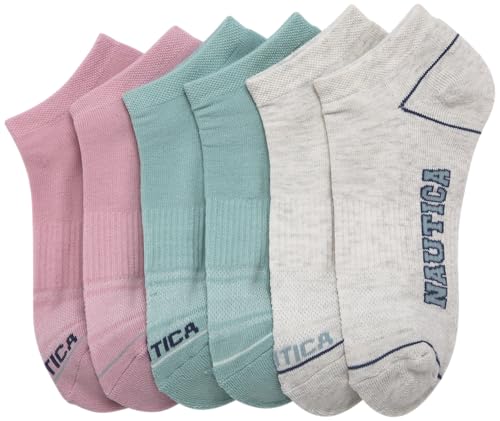 Image of Nautica Womens Low Cut Socks - 6 Pack Soft Stretch Breathable Mesh Cushioned Athletic Performance No Show Socks for Women