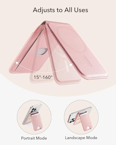 Image of ESR Upgraded for Aura MagSafe Wallet, 5 Card-Holder, Magnetic Wallet with Adjustable Stand,for iPhone 17e /17 /16 /15 /14 /13 /12,Google Pixel 10 /Pro /Pro XL,Not for Mini, Vegan Leather, Bubblegum Pink