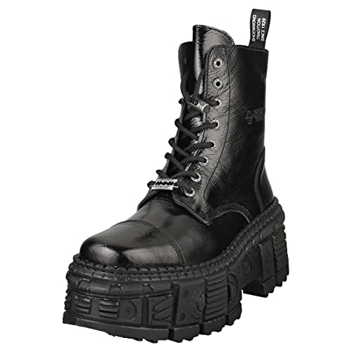 Chaussures à talons New Rock 7960-S7 cuir fleur pour sublimer une silhouette alternative
