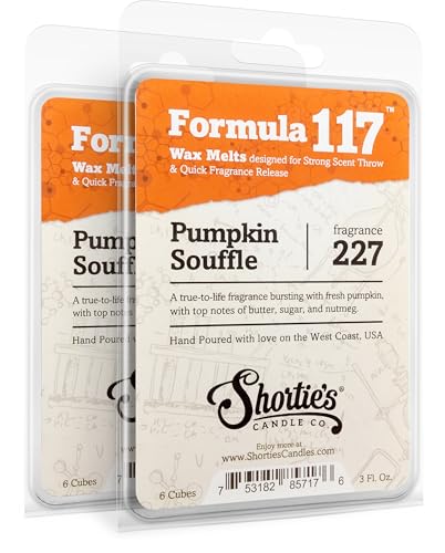 Shortie's Candle Company Pumpkin Souffle Wax Melts Multi Pack - 2 Highly Scented 3 Oz. Bars (6 Oz. Total) - Made with Natural Oils - Bakery & Food Air Freshener Cubes Collection
