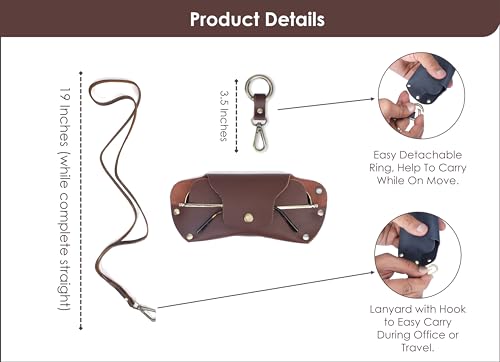 Image of Sunglasses Cases Leather Eyeglass Pouch with Lanyard Portable Soft Eye Glass Case Sunglass Storage Box