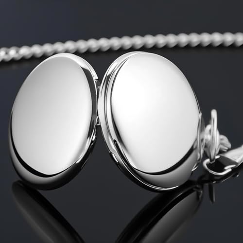Image of Smooth Pocket Watch Alloy Steel Quartz Roman /Arabic Numerals with 37cm Chain for Father's Day Xmas Best Gifts