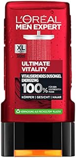 L'Oréal Men Expert Żel pod prysznic do ciała, twarzy i włosów, efekt lodu i dodatkowy efekt chłodzenia dla mężczyzn, Ultimate Vitality, 1 x 300 ml