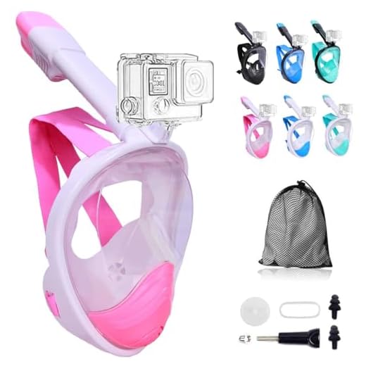 Wsobue Máscara de Buceo, Gafas Snorkel 180° Panorámica Vista Anti-Niebla Apoyo Camara Deportiva, Anti-Fugas Máscara de Snorkel para Adultos y niños (Rosa)