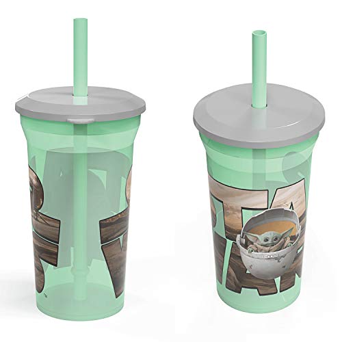 Zak Designs Star Wars The Mandalorian Baby Yoda The Child Fun Sip Tumbler With Straw - Durable And Bpa Free Kids' Drinkware Includes 2 Bonus Reusable Straws (2-Pack, 14Oz) #TOP5