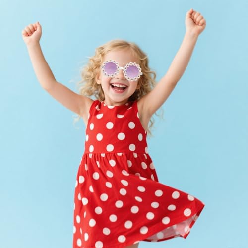 Round Daisy Flower Sunglasses for kids Round UV Protection Eyewear Outside Beach Cute Sunglasses Floral 3 Pairs4