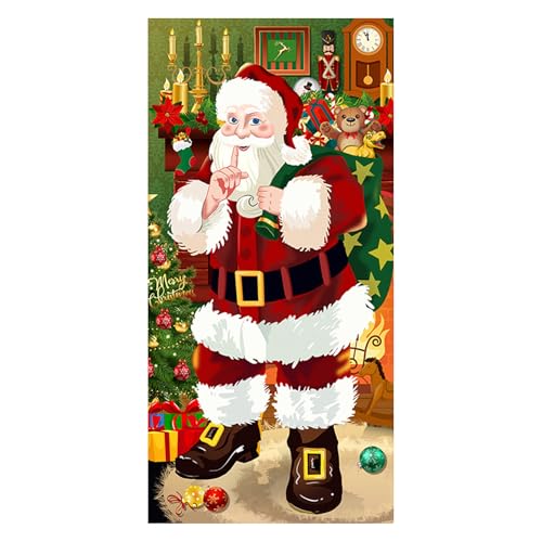 CHUNLINLAODA Cubierta de Puerta de Navidad, Decoración de Cubierta de Puerta de Navidad, Pancarta de Navidad para la Decoración de la Puerta Delantera del Hogar (90 x 180 cm, A)