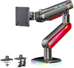 Arme de moniteur de jeu Designer pour 32 à 60 Écran de inches, chargez jusqu'à 20 kg, VESA 75/100, RGB-Light, lourd, réglable en multi angle, en aluminium premium, long bras extension rouge