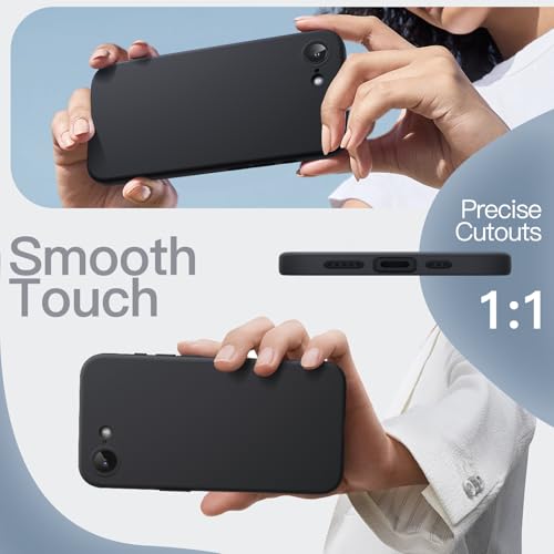 Image of JETech Liquid Silicone Cover Case for iPhone 17e (2026) / iPhone 16e, Silky Soft Touch Full-Body Protective Phone Case, Anti-Scratch Shockproof Cover with Microfiber Lining (Black)