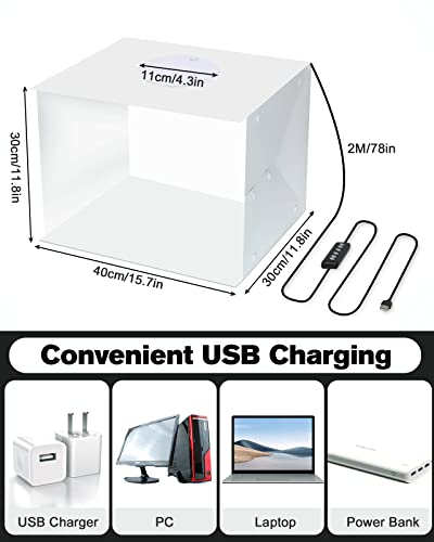 Temery Rgb Portable Photo Studio Light Box - 16" X 12" Pro Light Box Photography Dimmable Shooting Tent Kit With 168Pcs Led Lights, 12 Rgb Colors Foldable Photo Box , 4 Color Backdrops, Remote Control #TOP5