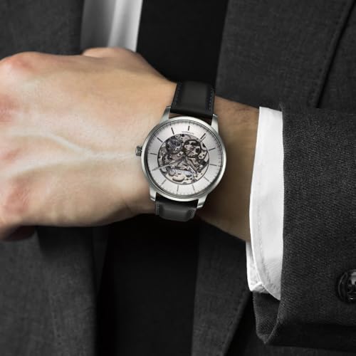 Image of Titan Automatic Color Upgrade Silver Dial Grey Leather Strap Watch for Men 90110QL02