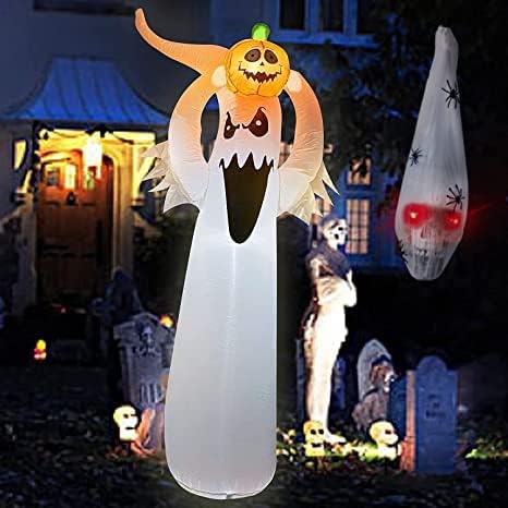 oydasHalloween Ghost Holding Pumpkin Lights Scary Spooky Ghost,halloween decorations Inflatables Outdoor,Halloween Blow Up Yard Decorations for Outdoor Indoor Party Garden Lawn Decor,180cm