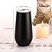 4 Pack Stemless Double insulated Wine Tumbler Champagne Flutes, Reusable Cocktail Cups Unbreakable Champagne Toasting Glasses with Lids (6 OZ, Black)