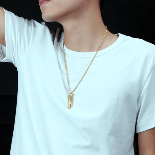 JWM Stainless Steel Bullet Pendants Cremation Urn Ashes Necklaces Cross Lords Prayer in English, 21.7" Square Pearl Chain3