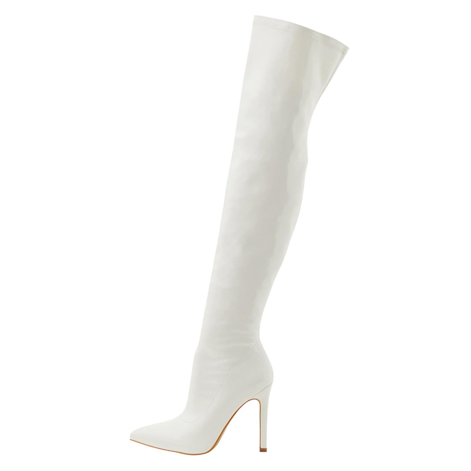 Generisch Fermeture éclair intérieure en cuir verni doux avec talon haut, bottes élastiques tendance au-dessus du genou pour l'extérieur
