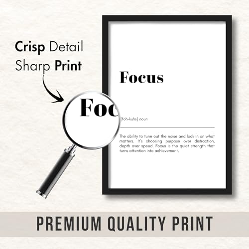 Image of ArtAction Focus Wall Frame Poster | Office Word Art Motivation for Study Room & Work Desk | A4 Size | Framed Typography Poster | Inspirational Gift for Students & Office Professionals