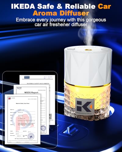Image of Smart Car Air Freshener | Negative Ion Car Aroma Diffuser | Car Air Freshener Diffuser with 3 Switchable Modes | Car Diffuser Auto Power-Off When Waterless | Glass Diffuser for Car,by Ikeda (White)