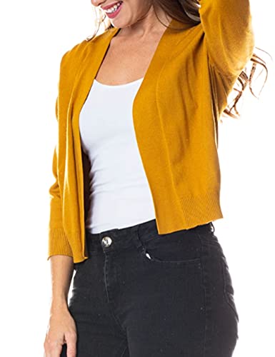 Image of Bolero Cropped Cardigans Shrugs for Women - 3 /4 Sleeve Open Front Cover up for Dresses