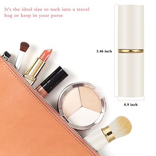 Image of Falliny Retractable Kabuki Makeup Brush, Travel Face Blush Brush, Portable Powder Brush with Cover for Blush, Bronzer, Buffing, Flawless Powder Cosmetics