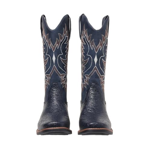 SelRoys Cowboy Boots for Women Cowgirl Western Mid Calf Square Toe Embroidered Low Heel Fashion Country Boots3