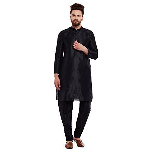 Image of SOJANYA (Since 1958 Men's Royal Blue Dupion Silk Kurta & Churidaar Pyjama