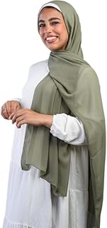Women's Chiffon Hijab Wrap Scarf, Lightweight Crepe, 175 x 75 cm, Soft Non-Slip