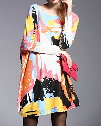 Ellazhu Women's Relaxed Fit Printed Sweater