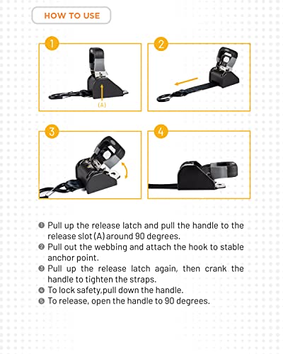 Strapinno 2Pcs Stainless Steel Retractable Ratchet Straps (1 7/8 In X 4 Ft) Heavy Duty Transom Tie-Downs With Extension Straps, Bolt Set & Safety Latch S-Hooks,For Boat #TOP3