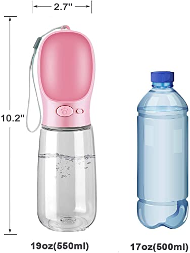 Emwel Hunde-Wasserflasche – 550 ml Wasserfutterstation auslaufsicher, tragbarer Welpen-Wasserspender mit Trinkfutterspender für Haustiere, Spaziergänge, Wandern,