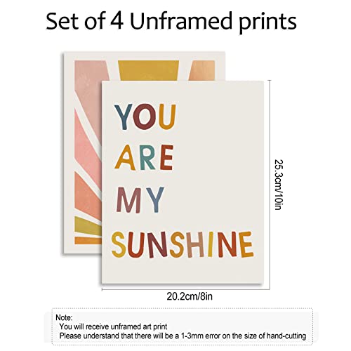 Liyaoli Boho Nursery Decor Boho Rainbow Decor You Are My Sunshine Wall Decor Boho Wall Art Prints For Wall Decor,Kids Wall Decor,Rainbow Decor For Girls Bedroom Unframed Art Prints Set Of 4 (Boho Rainbow, 8''X10'') #TOP5