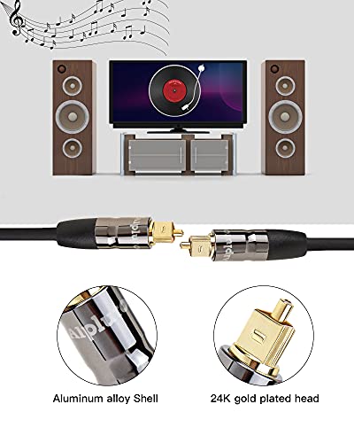 Alpluto Optical Audio Cable (20Ft) Digital Fiber Optic Toslink Cables Male To Male 24K Gold Plated Cord Optical Cables For Home Theater, Sound Bar, Playstation, Xbox - Pro Series, Tv And More #TOP4